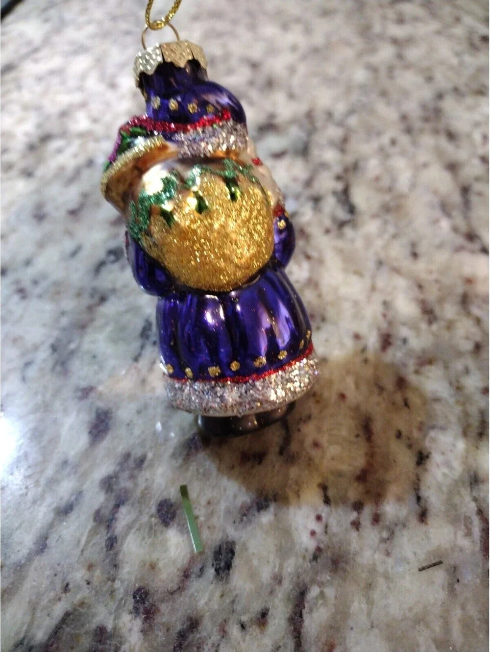 Vintage Santa w Gifts blown glass Christmas Ornament, 3.25